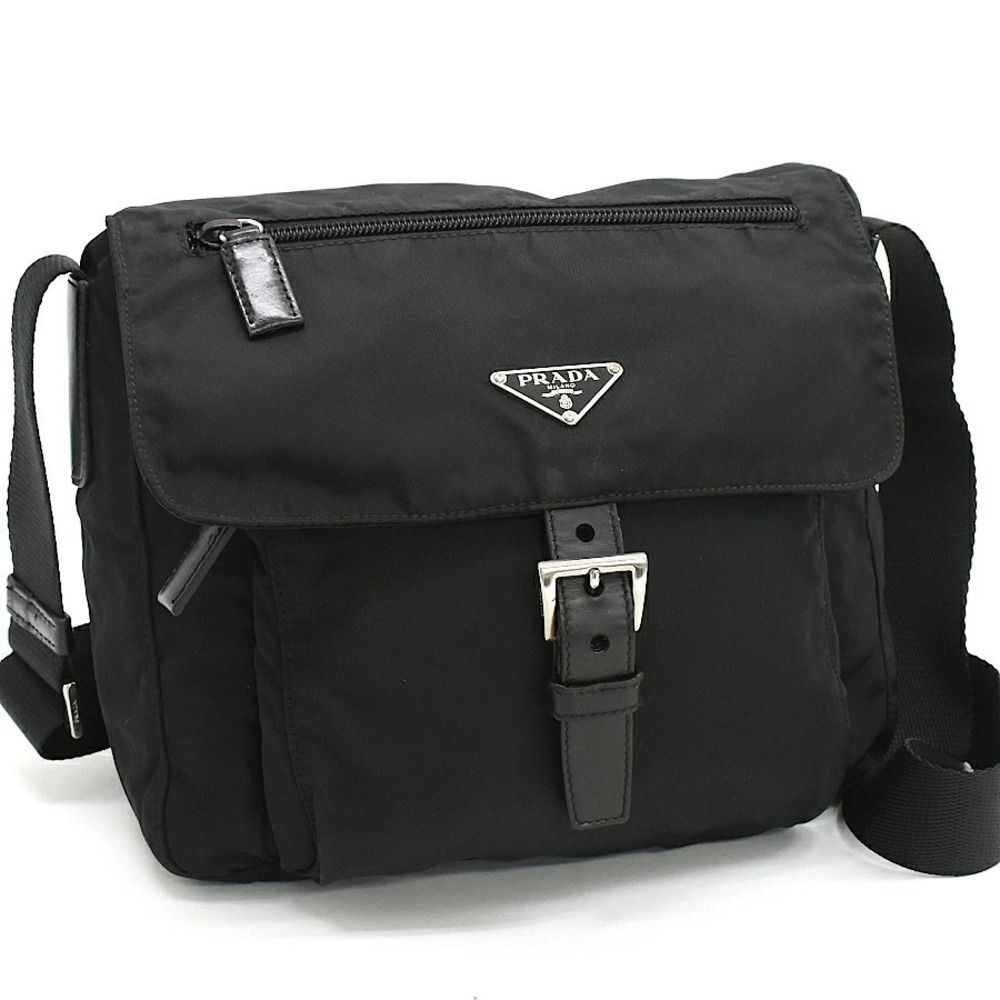 Prada Tessuto Crossbody Bag Black Triangle Plate